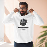 Comfortable Three-Panel Fleece Hoodie with Vintage Design