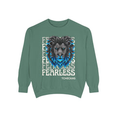 Fearless Lion Unisex Garment-Dyed Sweatshirt - Bold Graphic Apparel for Inspiring Confidence
