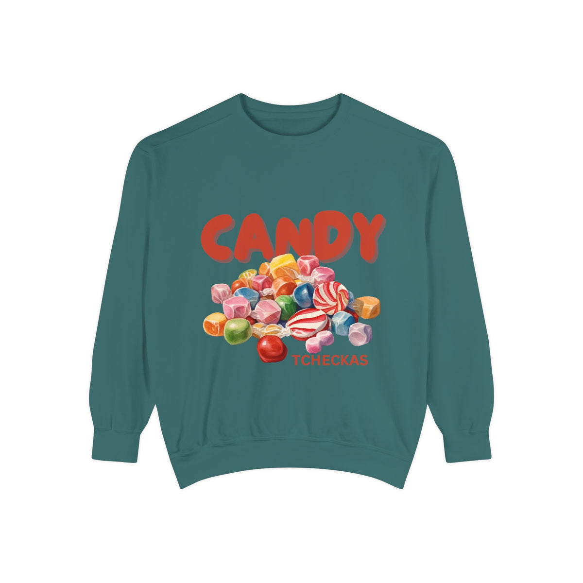 Unisex Candy-Themed Garment-Dyed Sweatshirt - Perfect for Sweet Celebrations!