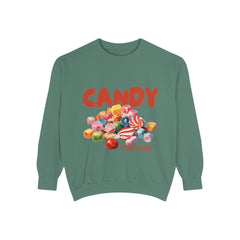 Unisex Candy-Themed Garment-Dyed Sweatshirt - Perfect for Sweet Celebrations!