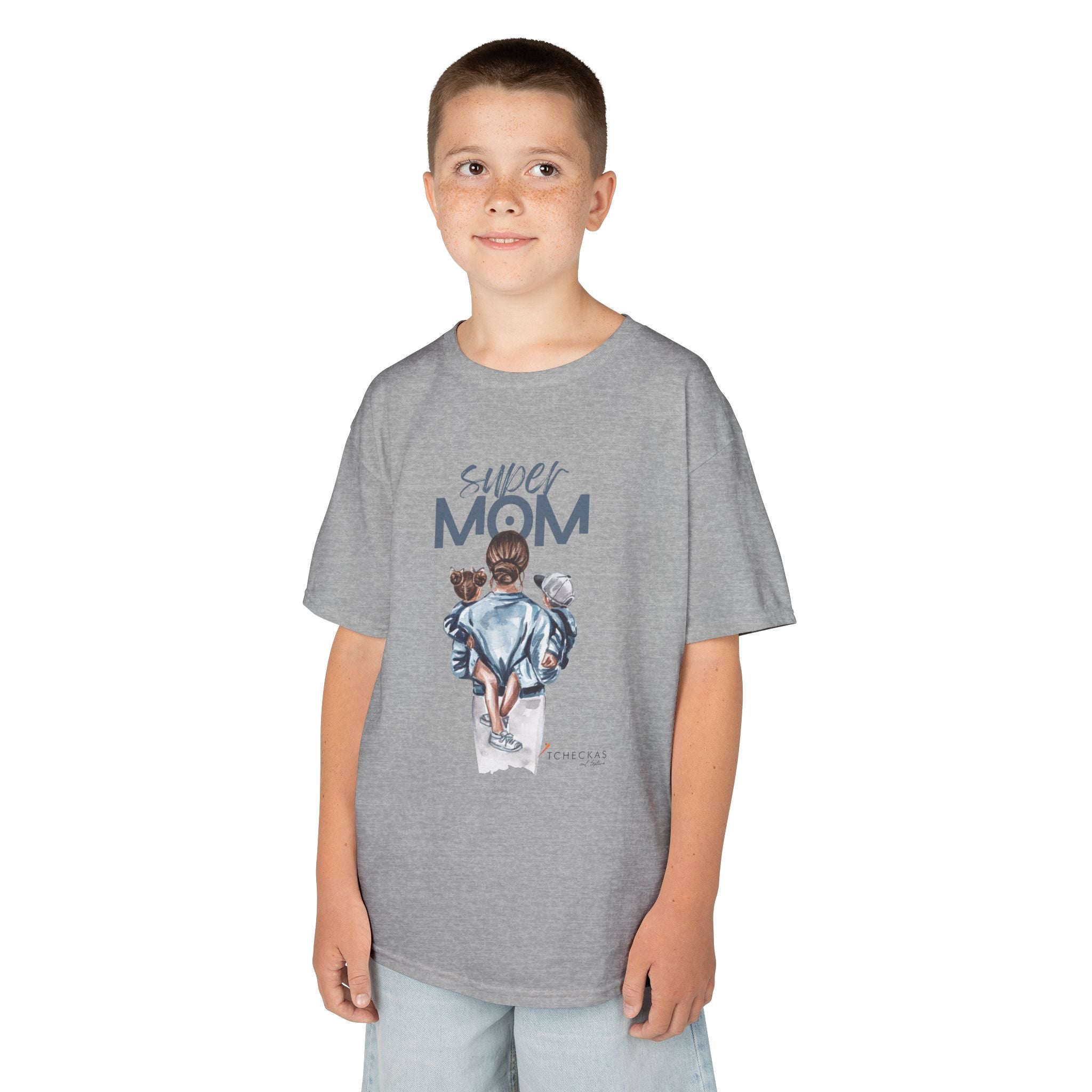 Super Mom Kids Heavy Cotton Tee - Cute Gift for Mother's Day & Family Celebrations