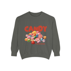 Unisex Candy-Themed Garment-Dyed Sweatshirt - Perfect for Sweet Celebrations!