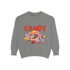 Unisex Candy-Themed Garment-Dyed Sweatshirt - Perfect for Sweet Celebrations!