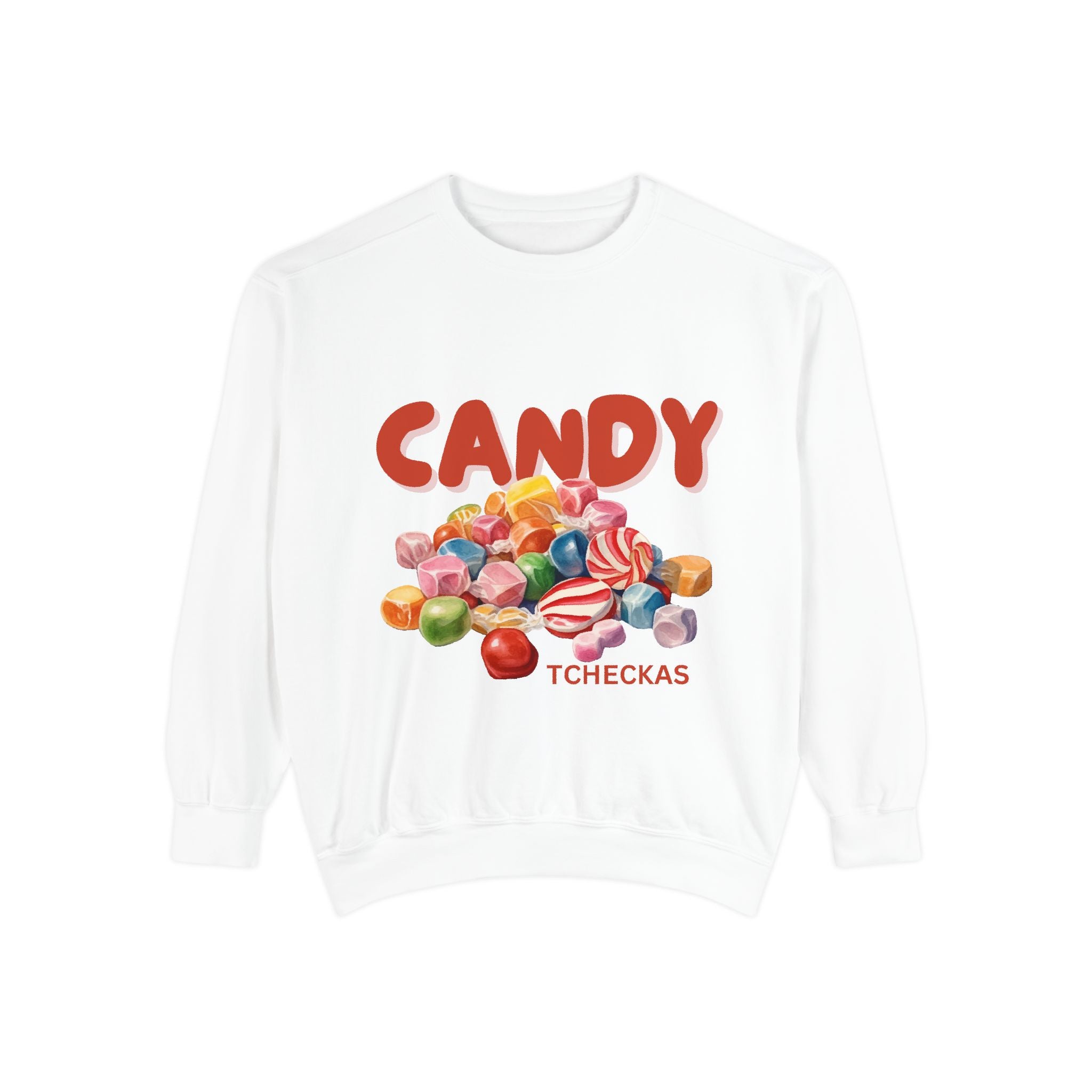Unisex Candy-Themed Garment-Dyed Sweatshirt - Perfect for Sweet Celebrations!