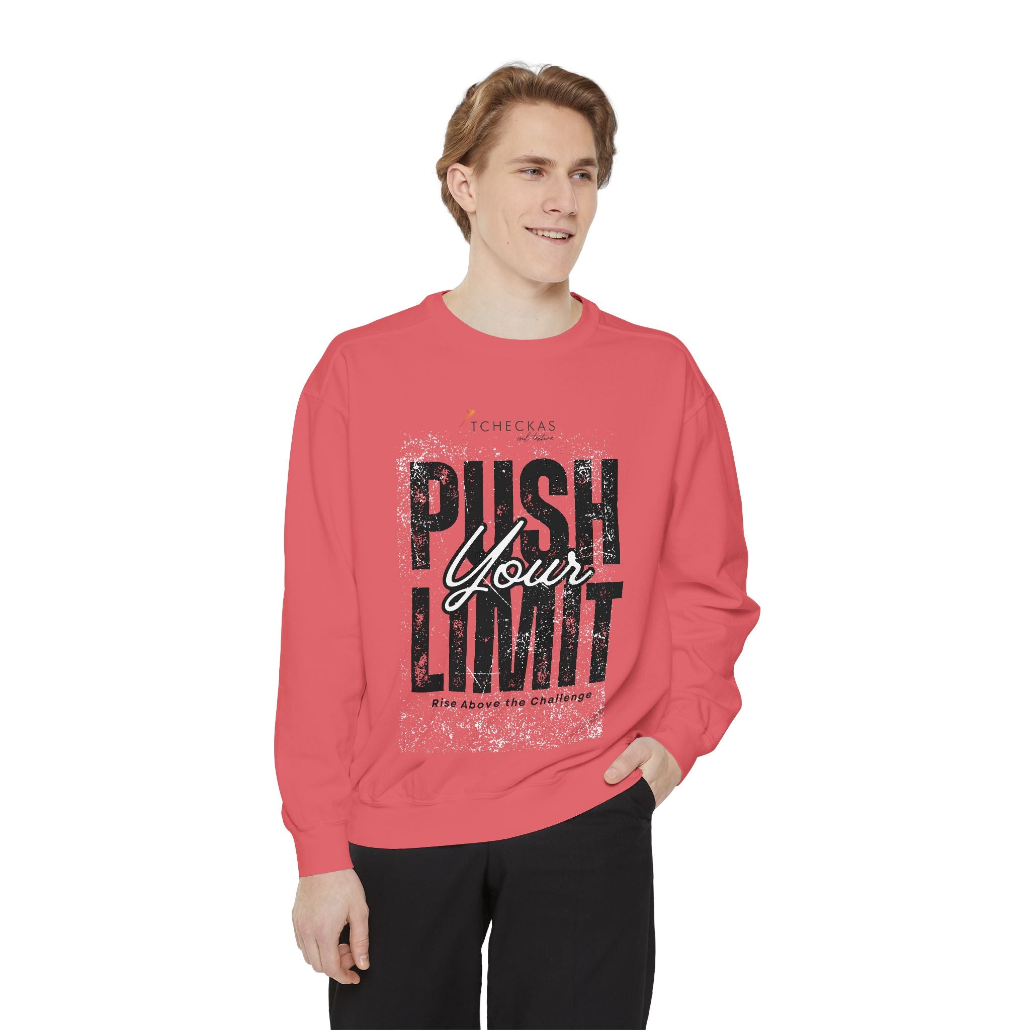 Push Your Limit Unisex Garment-Dyed Sweatshirt - Motivational Fitness Apparel